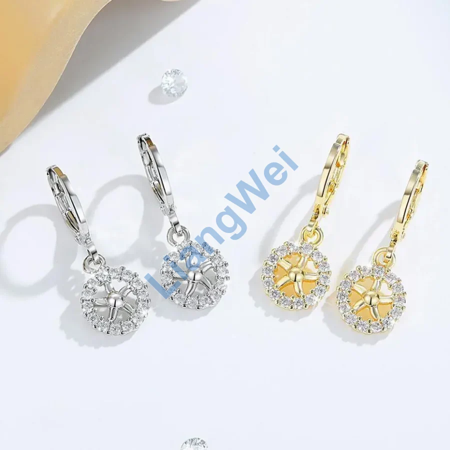Radial Circle Drop Hoop Earrings