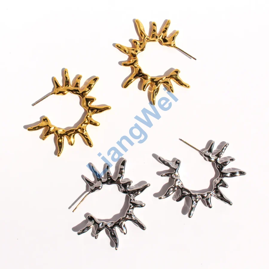 Two-Tone Sunburst Hoop Earrings