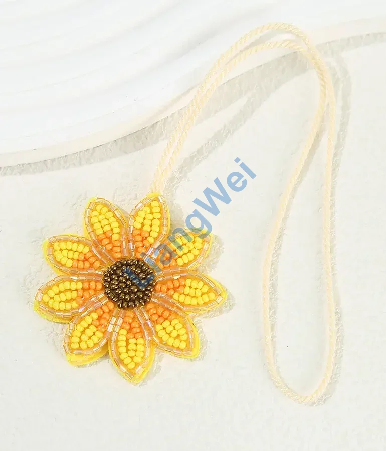 Yellow Beaded Sunflower Hanging Charm