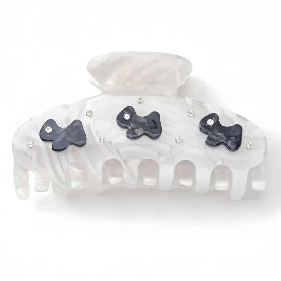 White Marble-Look Butterfly Hair Claw
