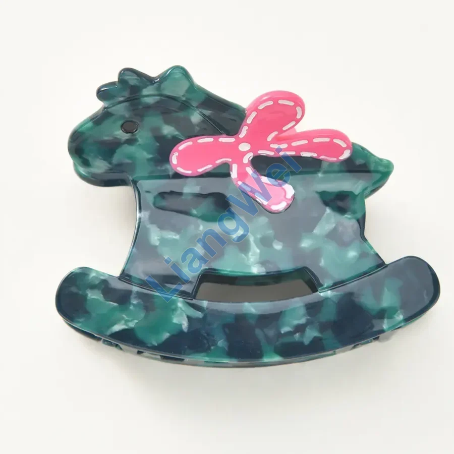 Green Marble-Look Top Hat Hair Claw