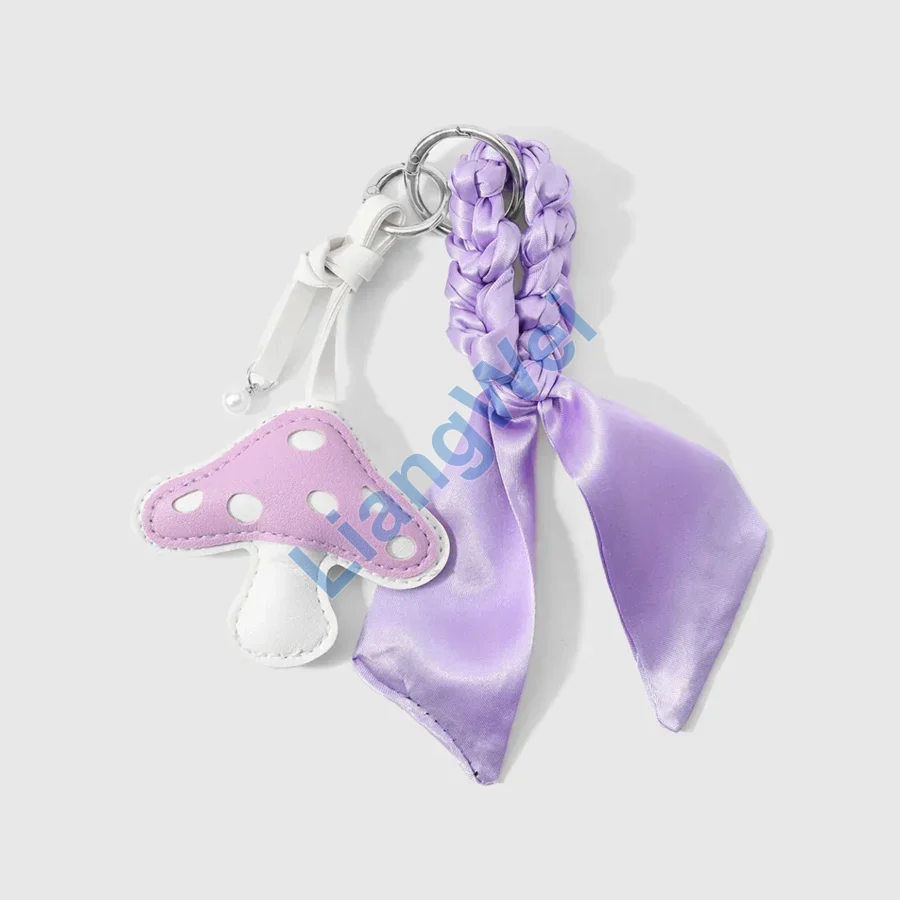 Lilac Scarf and Mushroom Bag Charm