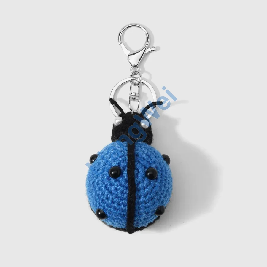 Blue Crocheted Ladybird Bag Charm