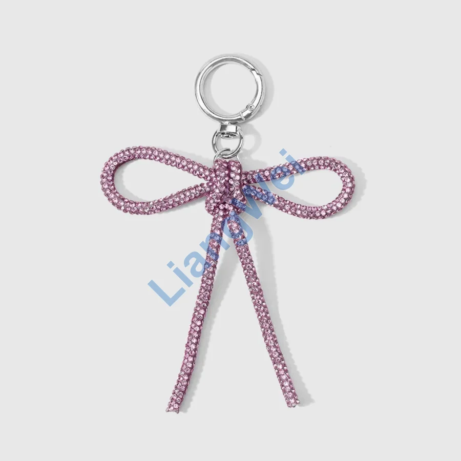 Pink Crystal-Look Bow Bag Charm