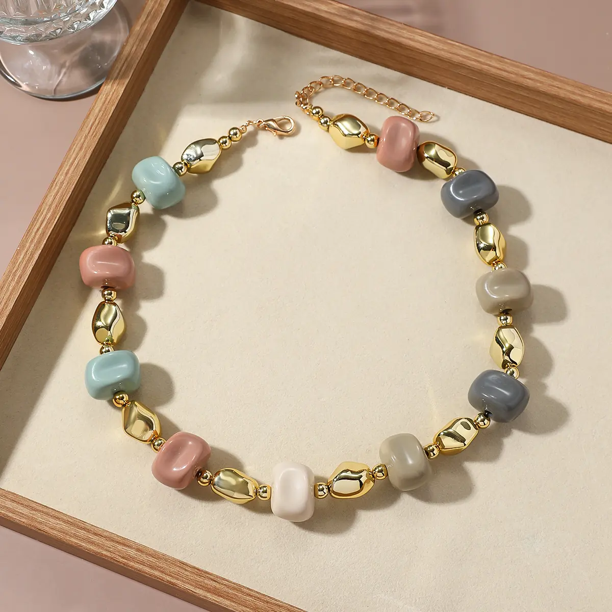 Fashion Resin & Beaded Necklace Design 002 styled or worn view