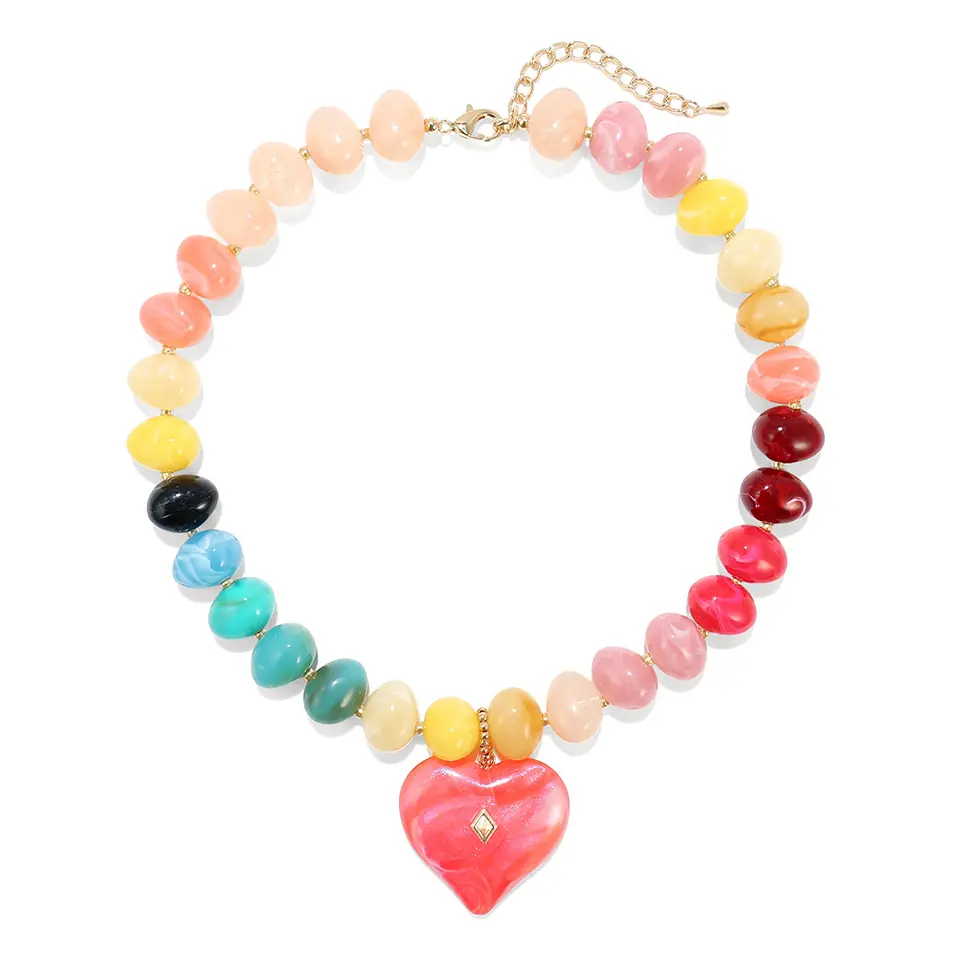 Fashion Resin & Beaded Necklace Design 004