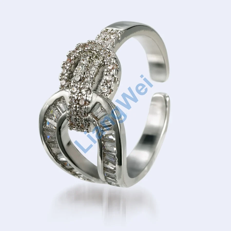 Loop and Baguette Stone-Look Open Ring