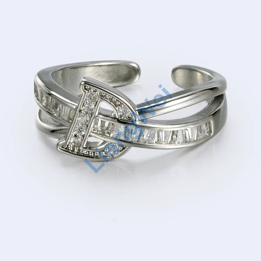Bow and Baguette Silver-Tone Open Ring