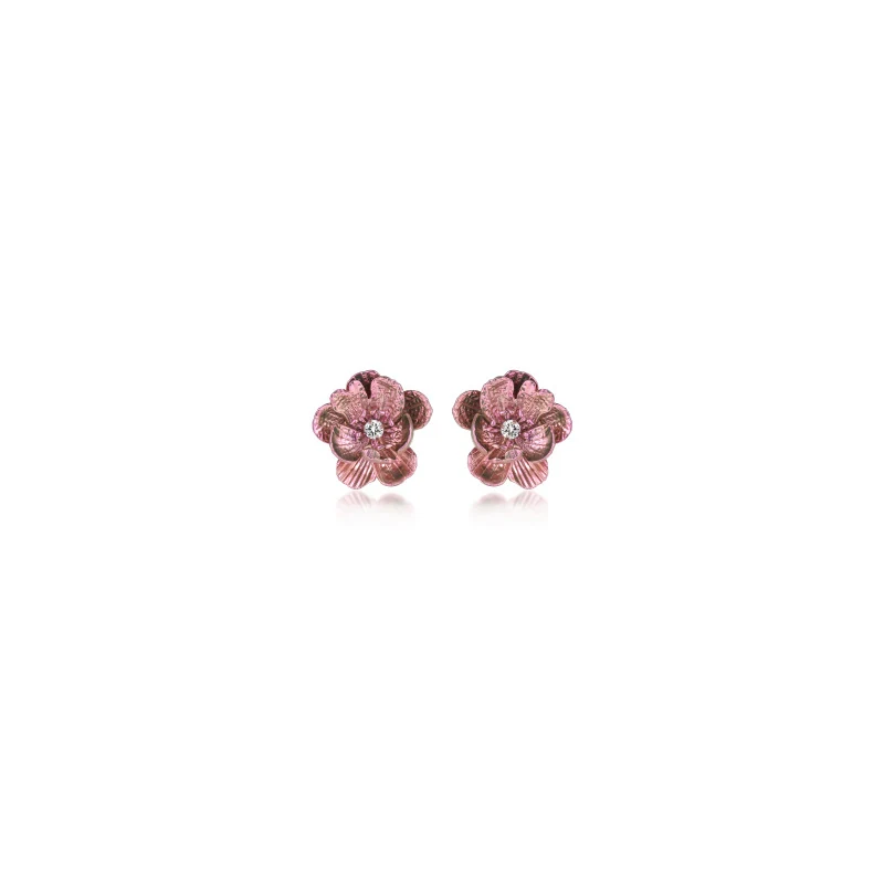 Color-Finish Floral Titanium Stud Earrings