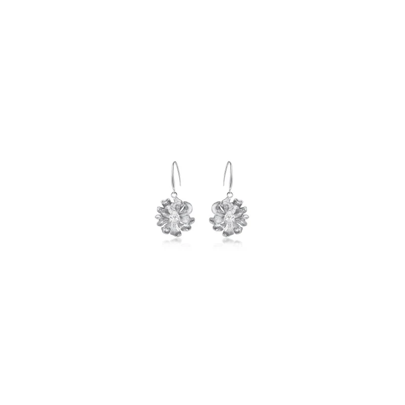 Floral Drop Titanium Earrings