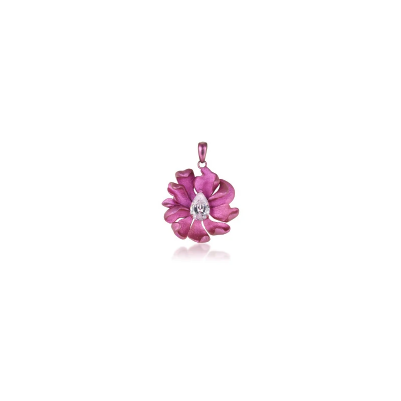 Layered Floral Color-Finish Titanium Pendant