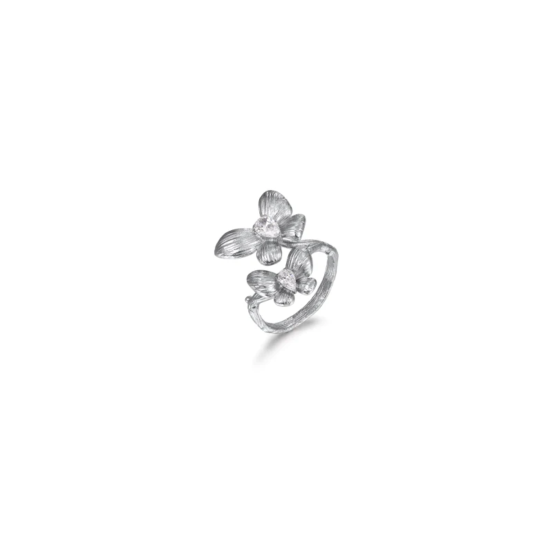 Double Blossom Titanium Ring