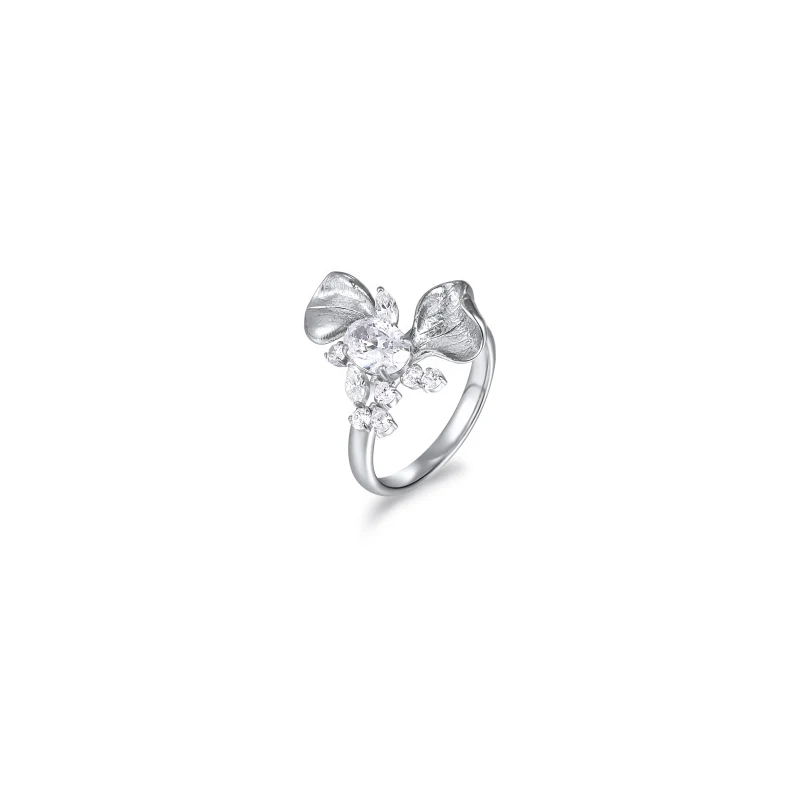 Sculpted Floral Titanium Ring