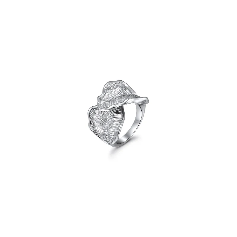 Textured Leaf Titanium Ring
