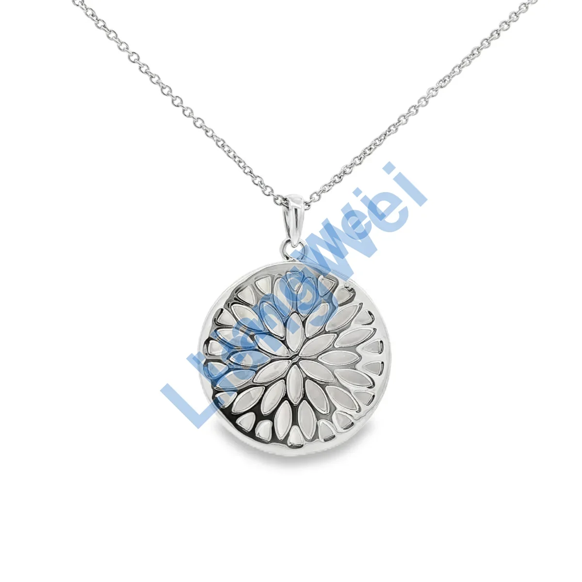 Floral Cutout Disc Pendant Necklace