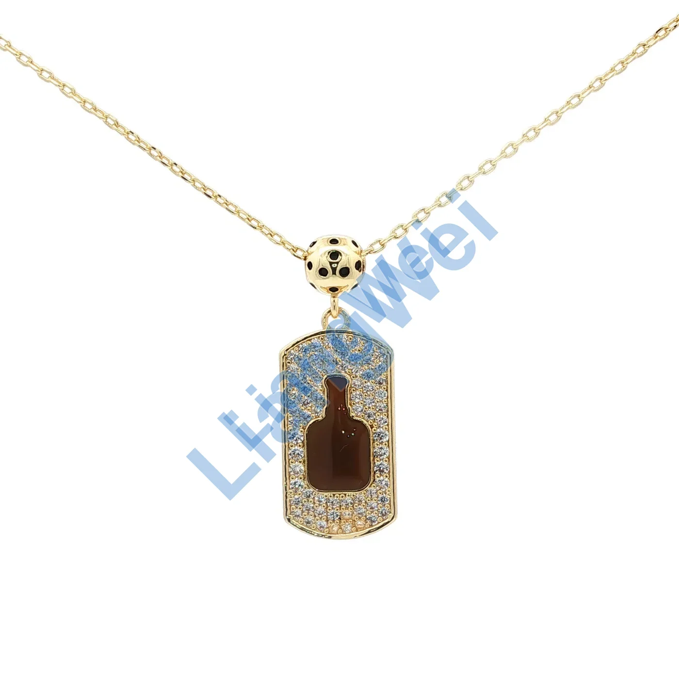 Gold-Tone Bottle Tag Pendant Necklace