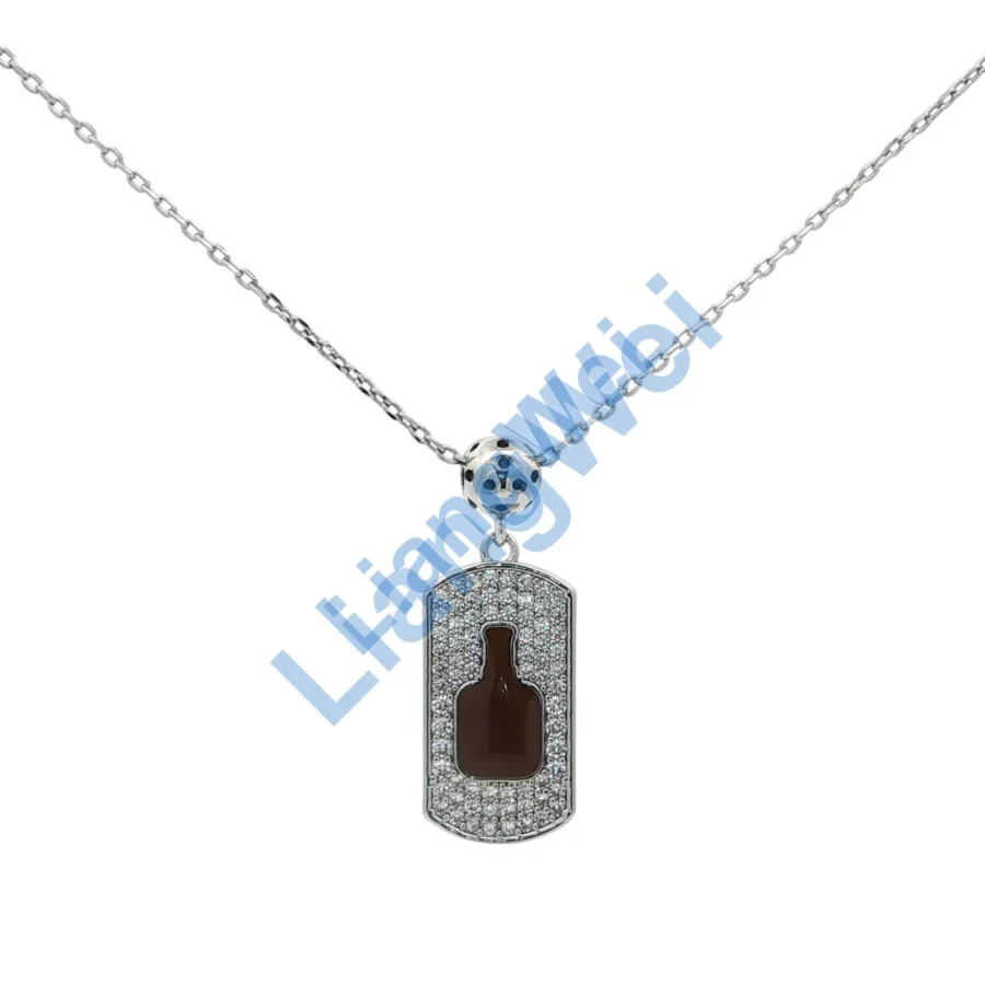 Silver-Tone Bottle Silhouette Pendant Necklace