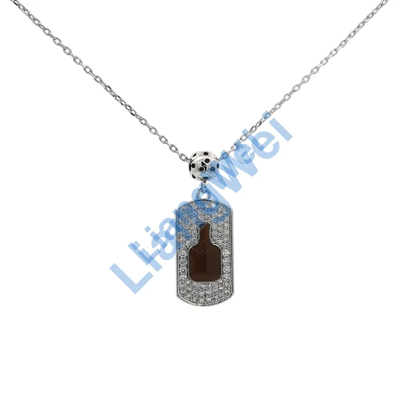 Silver-Tone Bottle Tag Necklace